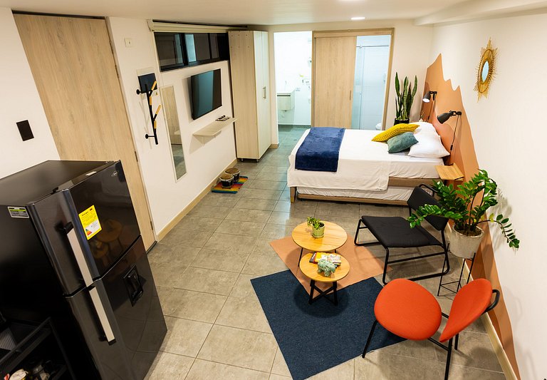 Loft con 2 camas y vista al jardín