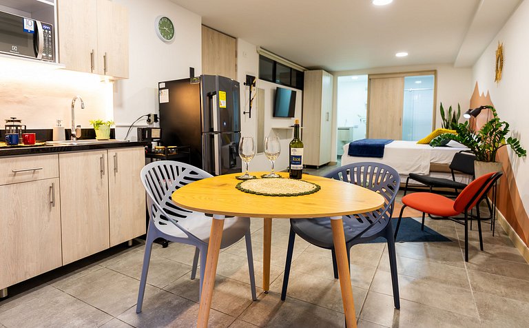 Loft con 2 camas y vista al jardín