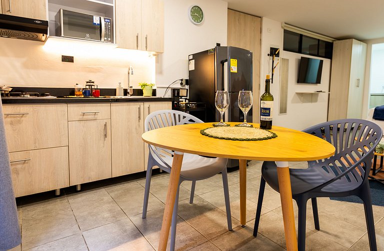 Loft con 2 camas y vista al jardín