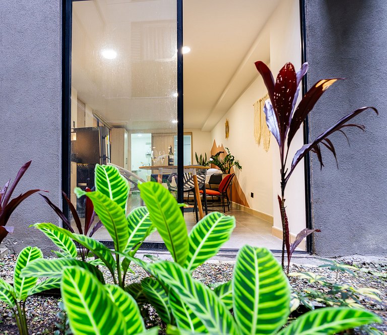 Loft con 2 camas y vista al jardín