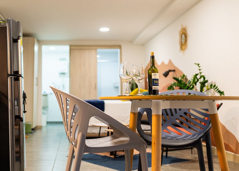 Loft con 2 camas y vista al jardín