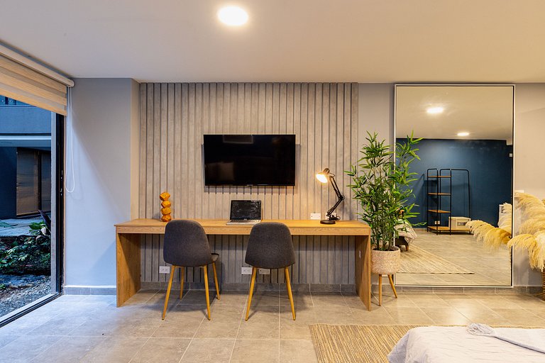 Loft con vista al jardín para descanso natural