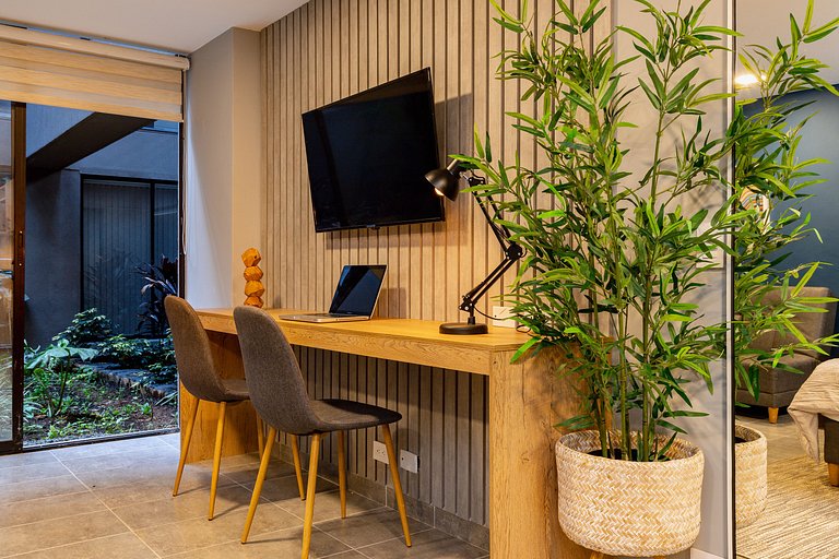 Loft con vista al jardín para descanso natural