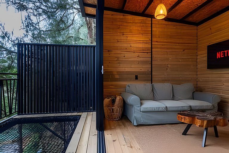 Cabaña elevada en el bosque | Jacuzzi | Represa